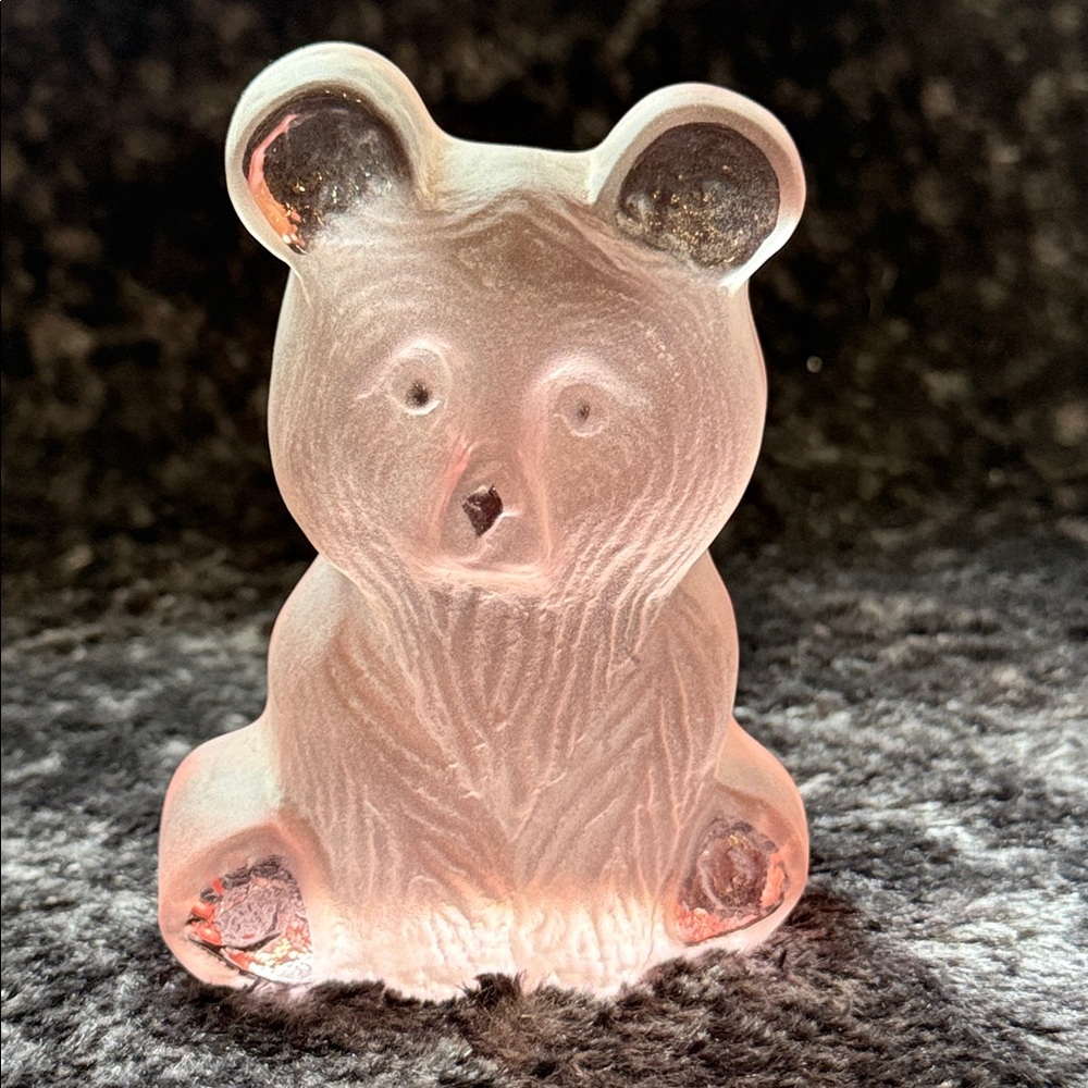 Pink frosted Viking Bear Bookend Paperweight